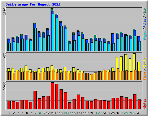 Daily usage for August 2021