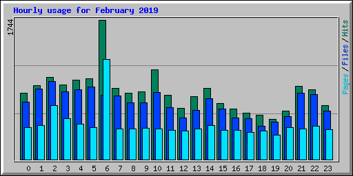 Hourly usage for February 2019